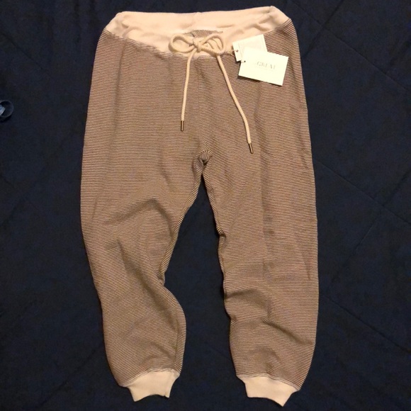 THE GREAT Striped NWT The Cropped Sweatpants with Drawstring size 1 (Medium) - Picture 2 of 13